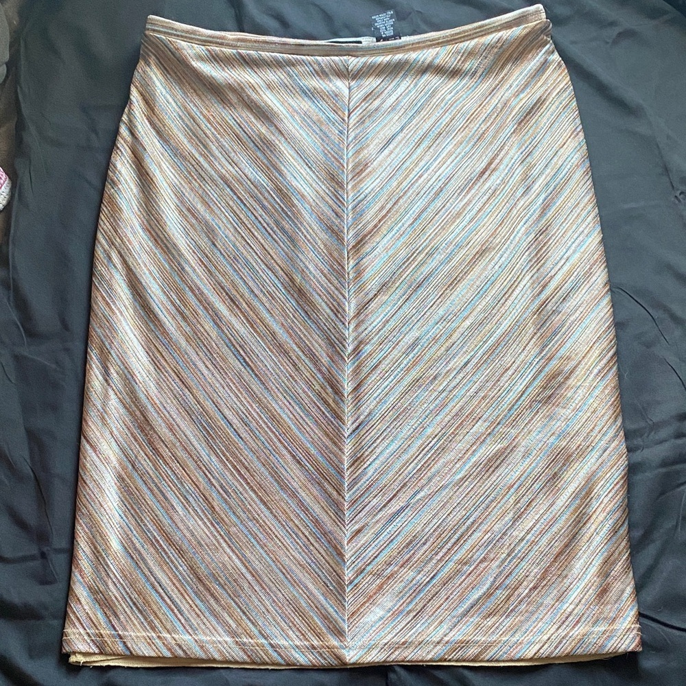 Express Tan and Blue Chevron metallic Pencil Skirt